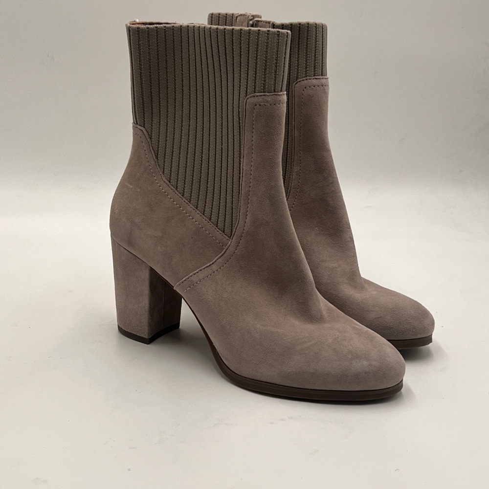 Vionic Tan Heeled Boots with Suede Finish